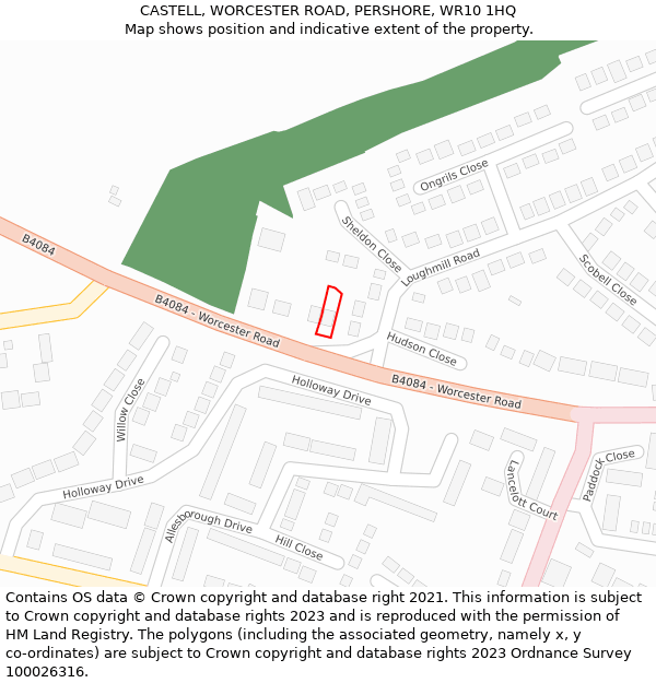 CASTELL, WORCESTER ROAD, PERSHORE, WR10 1HQ: Location map and indicative extent of plot