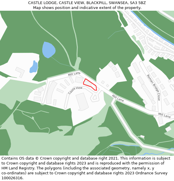 CASTLE LODGE, CASTLE VIEW, BLACKPILL, SWANSEA, SA3 5BZ: Location map and indicative extent of plot