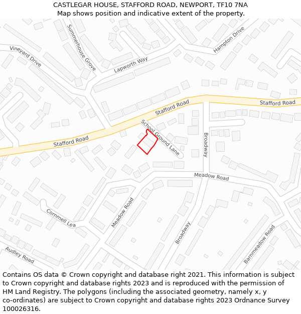 CASTLEGAR HOUSE, STAFFORD ROAD, NEWPORT, TF10 7NA: Location map and indicative extent of plot