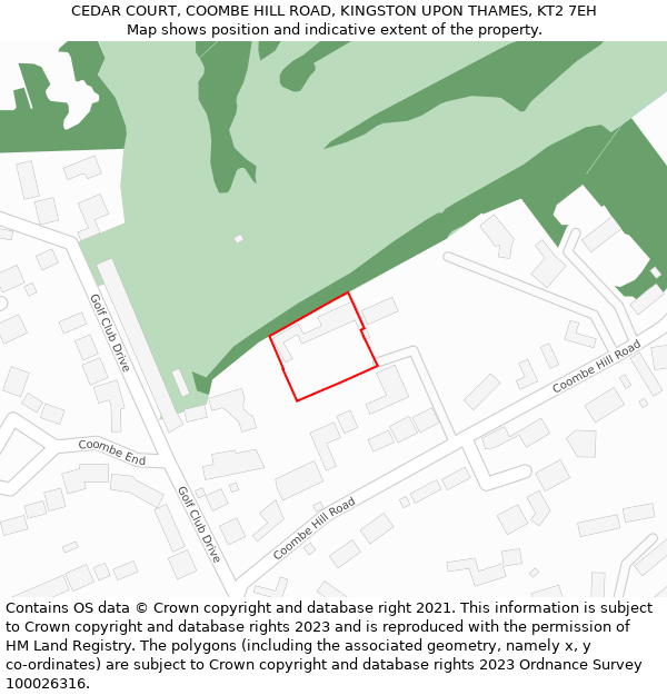 CEDAR COURT, COOMBE HILL ROAD, KINGSTON UPON THAMES, KT2 7EH: Location map and indicative extent of plot