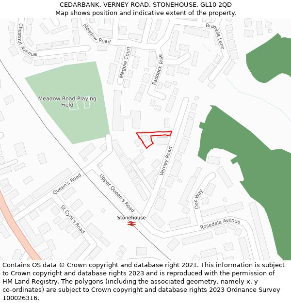 CEDARBANK, VERNEY ROAD, STONEHOUSE, GL10 2QD: Location map and indicative extent of plot