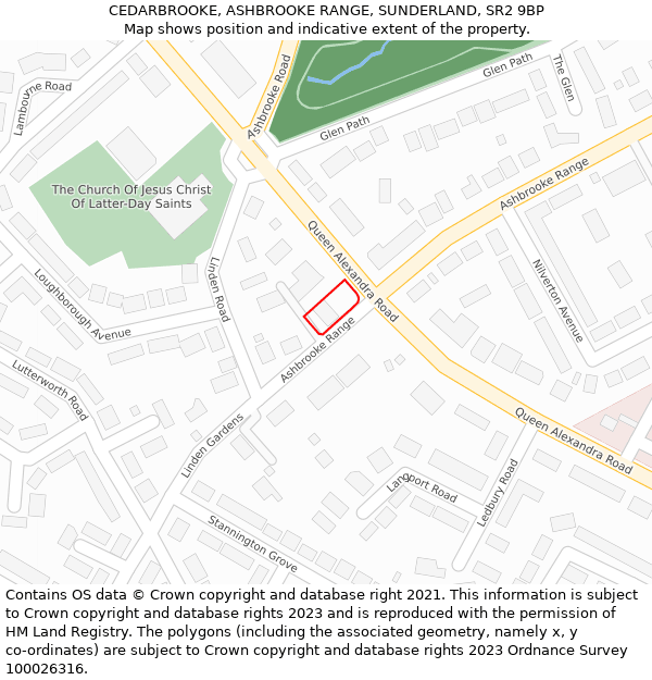 CEDARBROOKE, ASHBROOKE RANGE, SUNDERLAND, SR2 9BP: Location map and indicative extent of plot