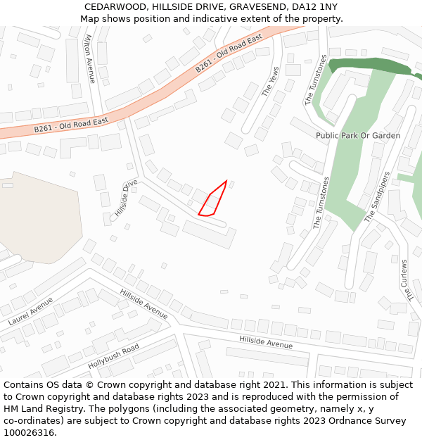 CEDARWOOD, HILLSIDE DRIVE, GRAVESEND, DA12 1NY: Location map and indicative extent of plot