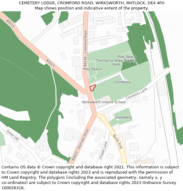 CEMETERY LODGE, CROMFORD ROAD, WIRKSWORTH, MATLOCK, DE4 4FH: Location map and indicative extent of plot