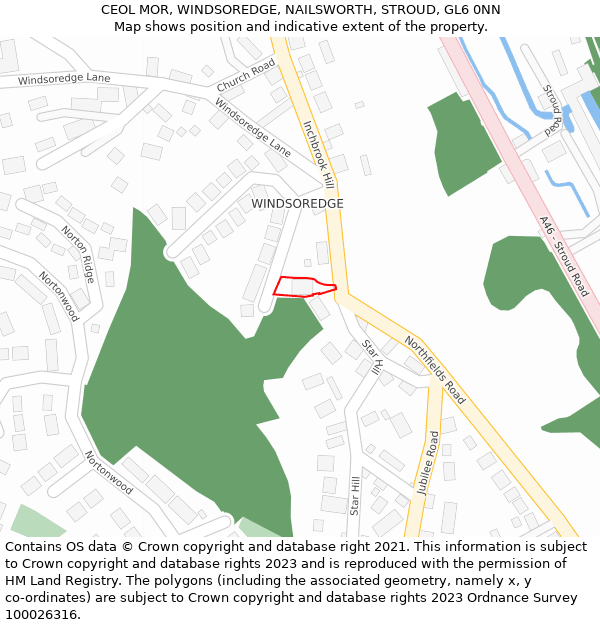 CEOL MOR, WINDSOREDGE, NAILSWORTH, STROUD, GL6 0NN: Location map and indicative extent of plot