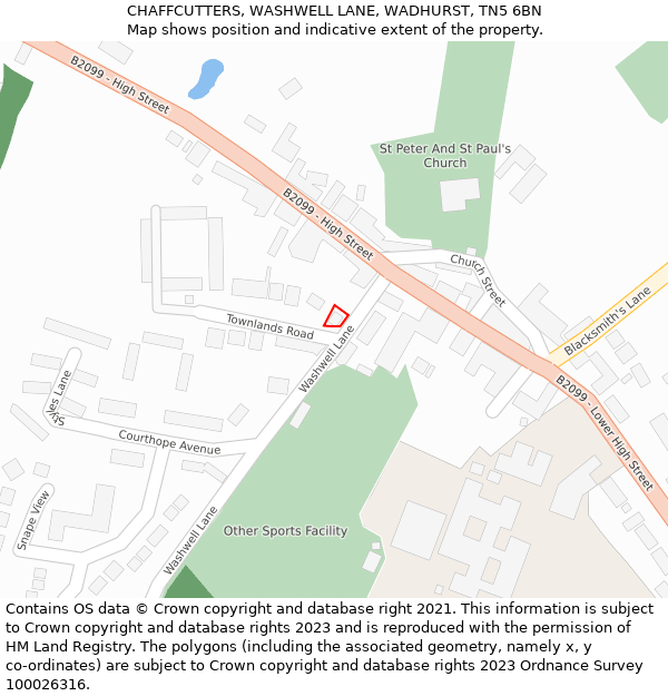 CHAFFCUTTERS, WASHWELL LANE, WADHURST, TN5 6BN: Location map and indicative extent of plot