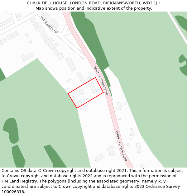 CHALK DELL HOUSE, LONDON ROAD, RICKMANSWORTH, WD3 1JH: Location map and indicative extent of plot