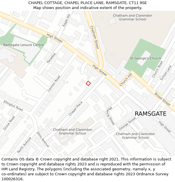 CHAPEL COTTAGE, CHAPEL PLACE LANE, RAMSGATE, CT11 9SE: Location map and indicative extent of plot