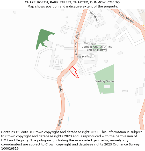 CHAPELPORTH, PARK STREET, THAXTED, DUNMOW, CM6 2QJ: Location map and indicative extent of plot