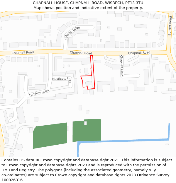 CHAPNALL HOUSE, CHAPNALL ROAD, WISBECH, PE13 3TU: Location map and indicative extent of plot