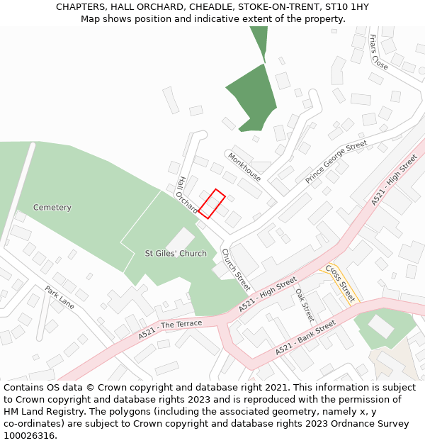 CHAPTERS, HALL ORCHARD, CHEADLE, STOKE-ON-TRENT, ST10 1HY: Location map and indicative extent of plot