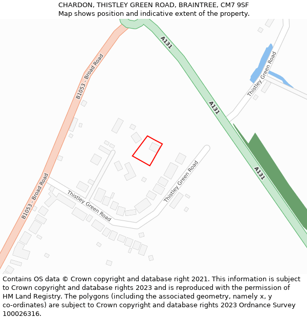 CHARDON, THISTLEY GREEN ROAD, BRAINTREE, CM7 9SF: Location map and indicative extent of plot