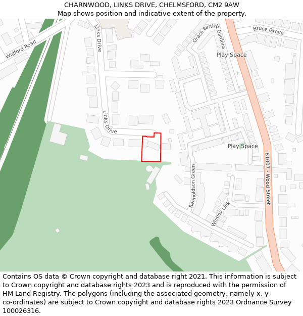 CHARNWOOD, LINKS DRIVE, CHELMSFORD, CM2 9AW: Location map and indicative extent of plot
