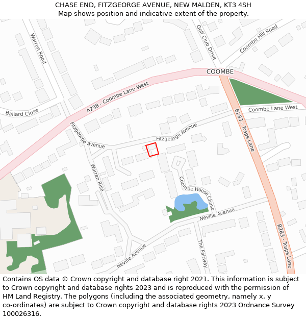 CHASE END, FITZGEORGE AVENUE, NEW MALDEN, KT3 4SH: Location map and indicative extent of plot