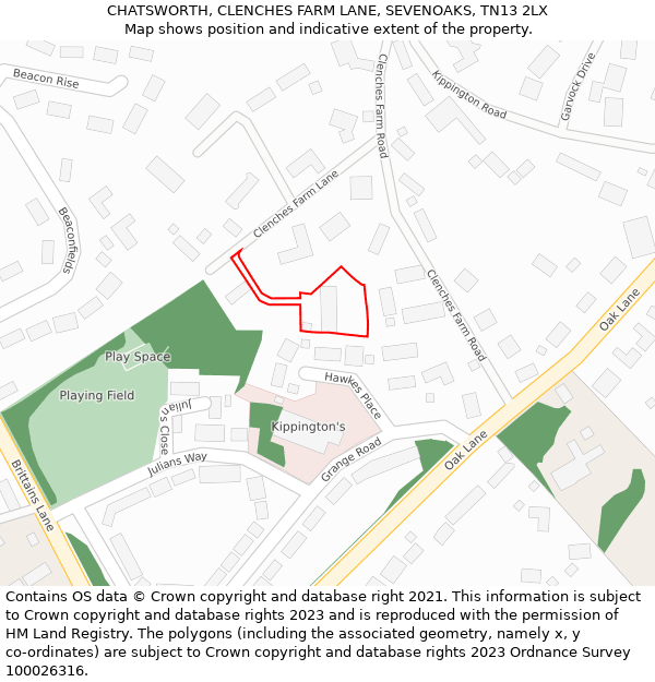 CHATSWORTH, CLENCHES FARM LANE, SEVENOAKS, TN13 2LX: Location map and indicative extent of plot