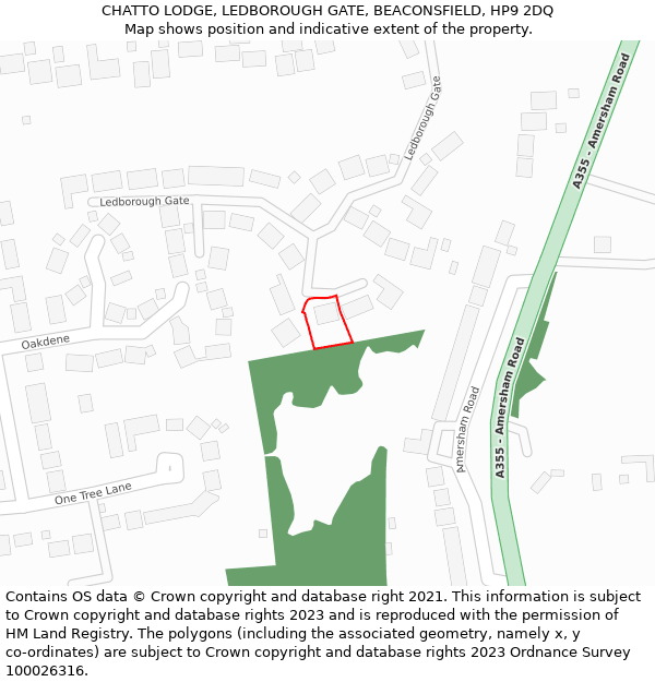 CHATTO LODGE, LEDBOROUGH GATE, BEACONSFIELD, HP9 2DQ: Location map and indicative extent of plot