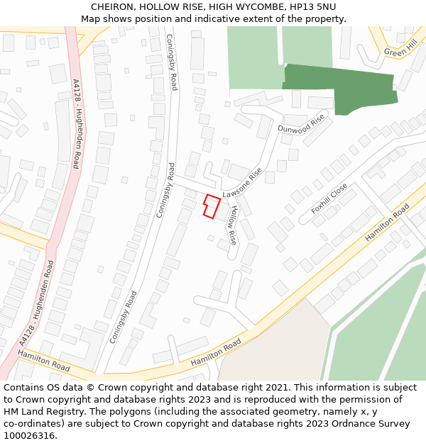 CHEIRON, HOLLOW RISE, HIGH WYCOMBE, HP13 5NU: Location map and indicative extent of plot