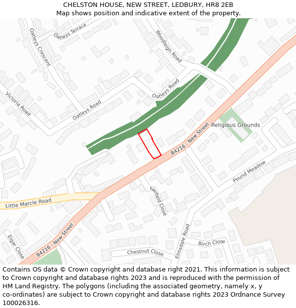 CHELSTON HOUSE, NEW STREET, LEDBURY, HR8 2EB: Location map and indicative extent of plot