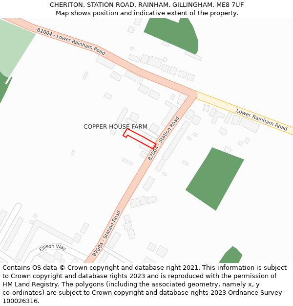 CHERITON, STATION ROAD, RAINHAM, GILLINGHAM, ME8 7UF: Location map and indicative extent of plot