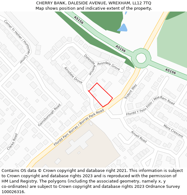 CHERRY BANK, DALESIDE AVENUE, WREXHAM, LL12 7TQ: Location map and indicative extent of plot
