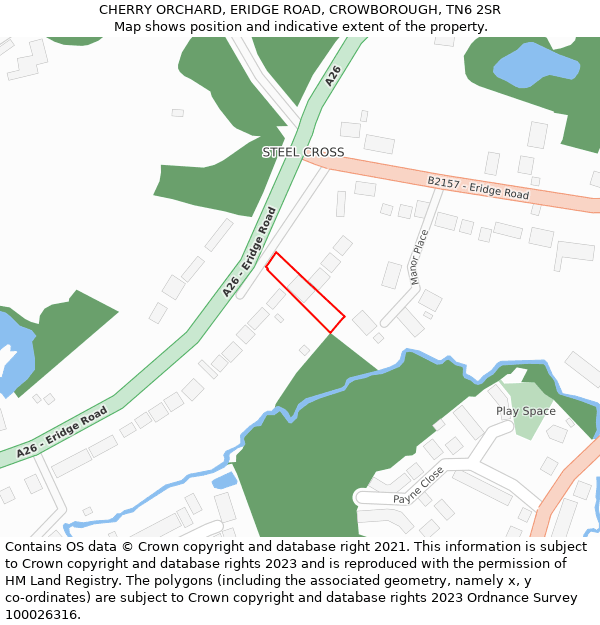 CHERRY ORCHARD, ERIDGE ROAD, CROWBOROUGH, TN6 2SR: Location map and indicative extent of plot