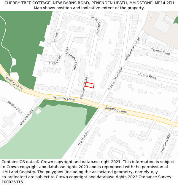 CHERRY TREE COTTAGE, NEW BARNS ROAD, PENENDEN HEATH, MAIDSTONE, ME14 2EH: Location map and indicative extent of plot