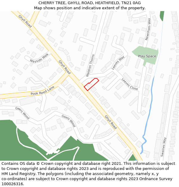 CHERRY TREE, GHYLL ROAD, HEATHFIELD, TN21 0AG: Location map and indicative extent of plot