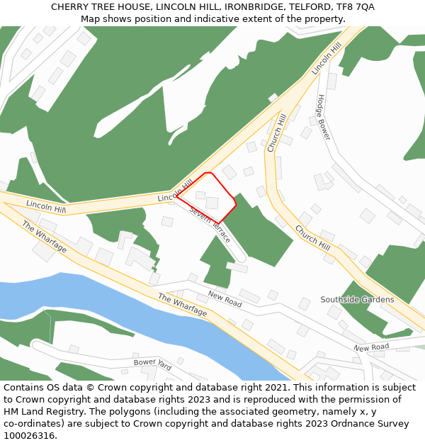 CHERRY TREE HOUSE, LINCOLN HILL, IRONBRIDGE, TELFORD, TF8 7QA: Location map and indicative extent of plot