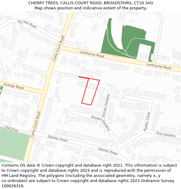 CHERRY TREES, CALLIS COURT ROAD, BROADSTAIRS, CT10 3AG: Location map and indicative extent of plot