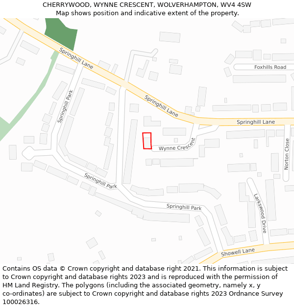CHERRYWOOD, WYNNE CRESCENT, WOLVERHAMPTON, WV4 4SW: Location map and indicative extent of plot