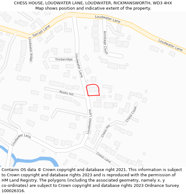 CHESS HOUSE, LOUDWATER LANE, LOUDWATER, RICKMANSWORTH, WD3 4HX: Location map and indicative extent of plot