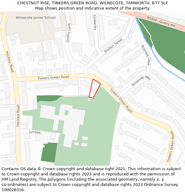 CHESTNUT RISE, TINKERS GREEN ROAD, WILNECOTE, TAMWORTH, B77 5LF: Location map and indicative extent of plot