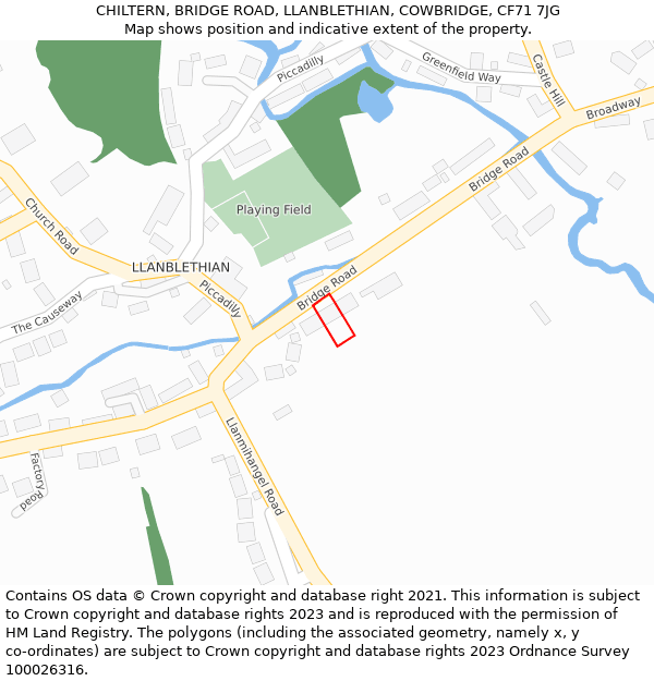 CHILTERN, BRIDGE ROAD, LLANBLETHIAN, COWBRIDGE, CF71 7JG: Location map and indicative extent of plot