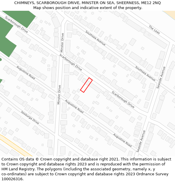 CHIMNEYS, SCARBOROUGH DRIVE, MINSTER ON SEA, SHEERNESS, ME12 2NQ: Location map and indicative extent of plot