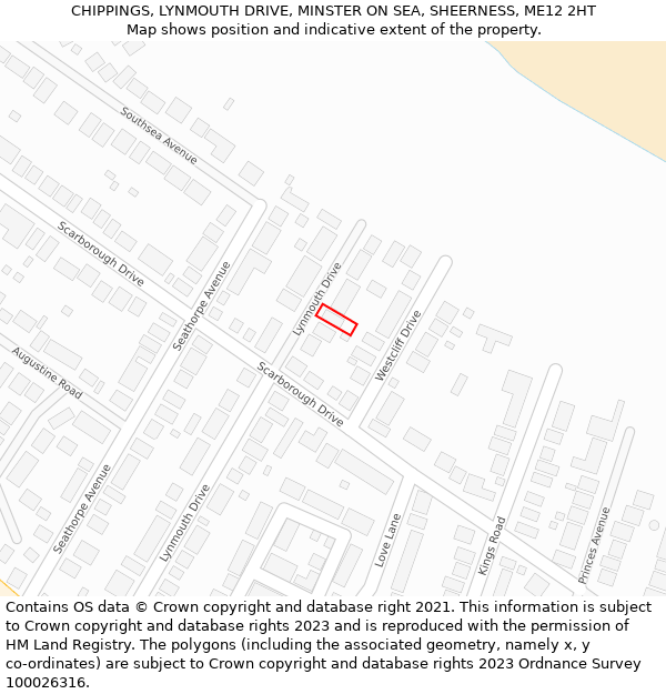 CHIPPINGS, LYNMOUTH DRIVE, MINSTER ON SEA, SHEERNESS, ME12 2HT: Location map and indicative extent of plot