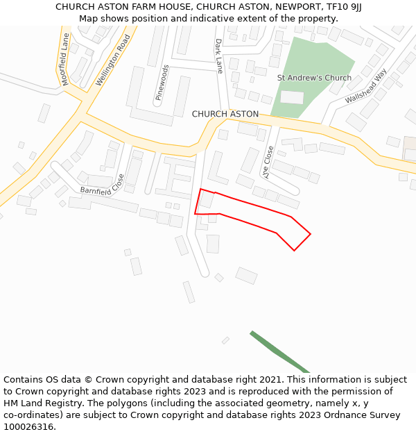 CHURCH ASTON FARM HOUSE, CHURCH ASTON, NEWPORT, TF10 9JJ: Location map and indicative extent of plot