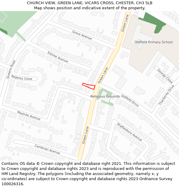 CHURCH VIEW, GREEN LANE, VICARS CROSS, CHESTER, CH3 5LB: Location map and indicative extent of plot