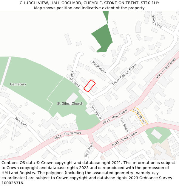 CHURCH VIEW, HALL ORCHARD, CHEADLE, STOKE-ON-TRENT, ST10 1HY: Location map and indicative extent of plot