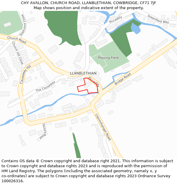 CHY AVALLON, CHURCH ROAD, LLANBLETHIAN, COWBRIDGE, CF71 7JF: Location map and indicative extent of plot