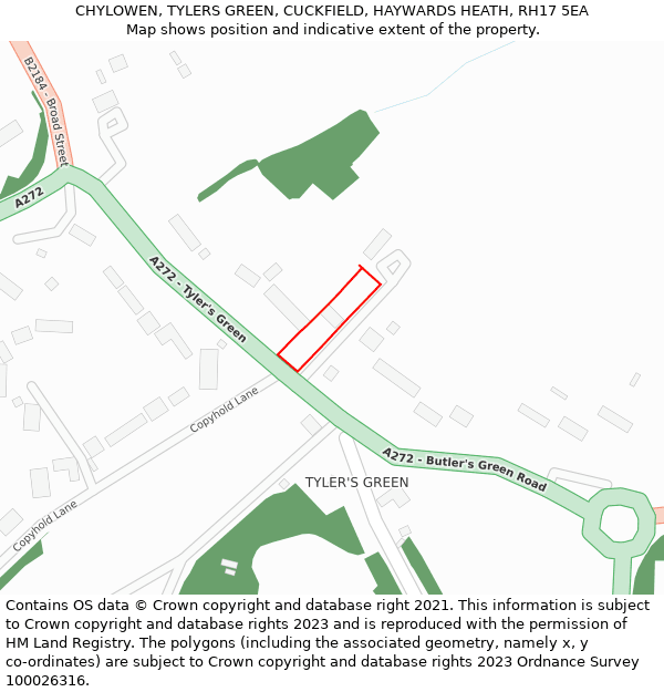 CHYLOWEN, TYLERS GREEN, CUCKFIELD, HAYWARDS HEATH, RH17 5EA: Location map and indicative extent of plot