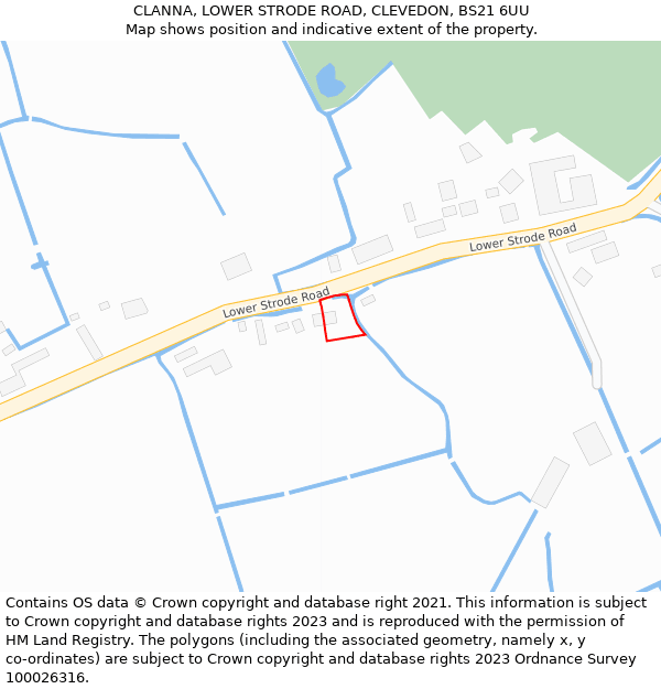 CLANNA, LOWER STRODE ROAD, CLEVEDON, BS21 6UU: Location map and indicative extent of plot