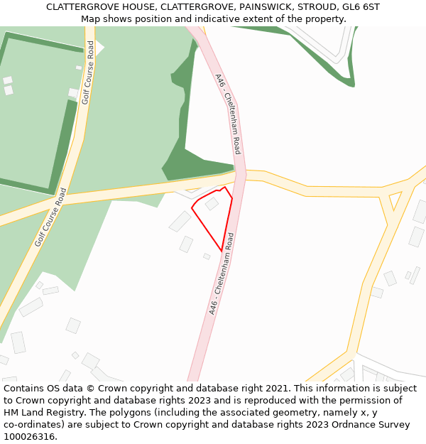 CLATTERGROVE HOUSE, CLATTERGROVE, PAINSWICK, STROUD, GL6 6ST: Location map and indicative extent of plot