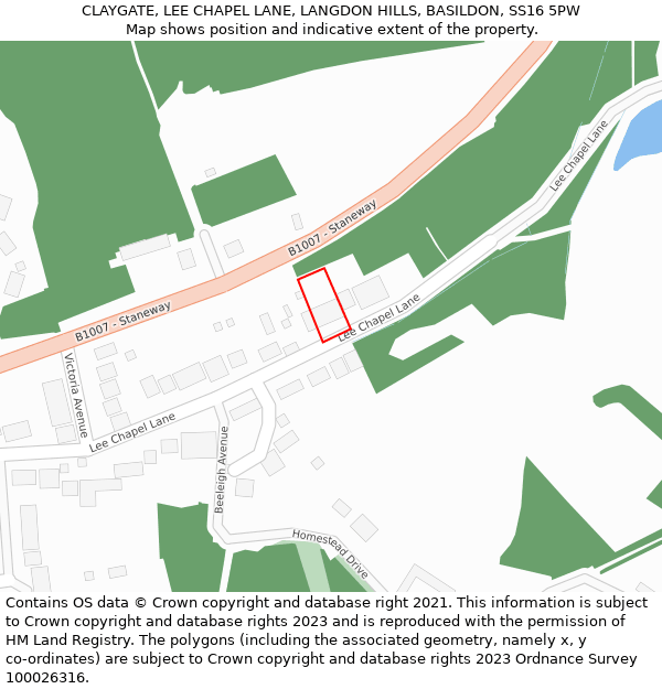 CLAYGATE, LEE CHAPEL LANE, LANGDON HILLS, BASILDON, SS16 5PW: Location map and indicative extent of plot