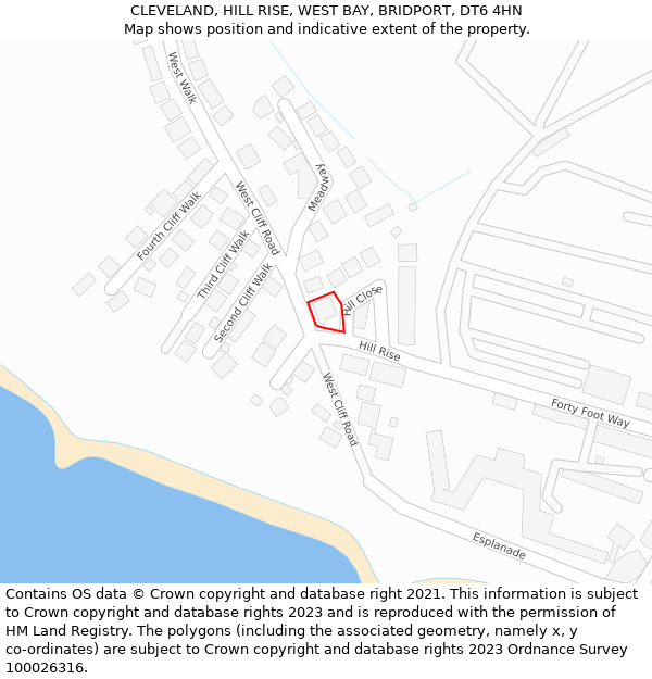 CLEVELAND, HILL RISE, WEST BAY, BRIDPORT, DT6 4HN: Location map and indicative extent of plot