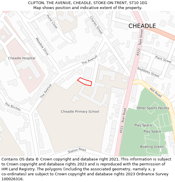 CLIFTON, THE AVENUE, CHEADLE, STOKE-ON-TRENT, ST10 1EG: Location map and indicative extent of plot