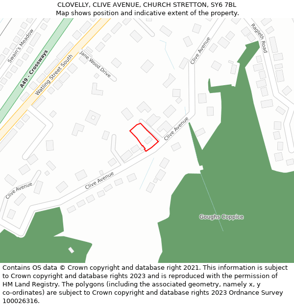 CLOVELLY, CLIVE AVENUE, CHURCH STRETTON, SY6 7BL: Location map and indicative extent of plot