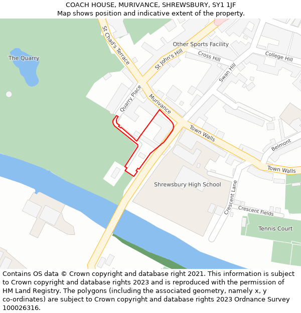 COACH HOUSE, MURIVANCE, SHREWSBURY, SY1 1JF: Location map and indicative extent of plot