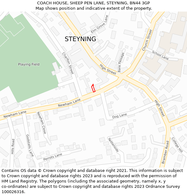 COACH HOUSE, SHEEP PEN LANE, STEYNING, BN44 3GP: Location map and indicative extent of plot