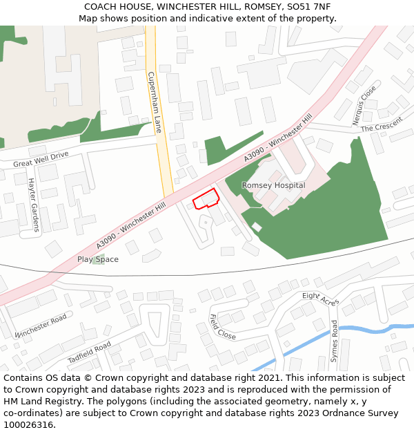 COACH HOUSE, WINCHESTER HILL, ROMSEY, SO51 7NF: Location map and indicative extent of plot