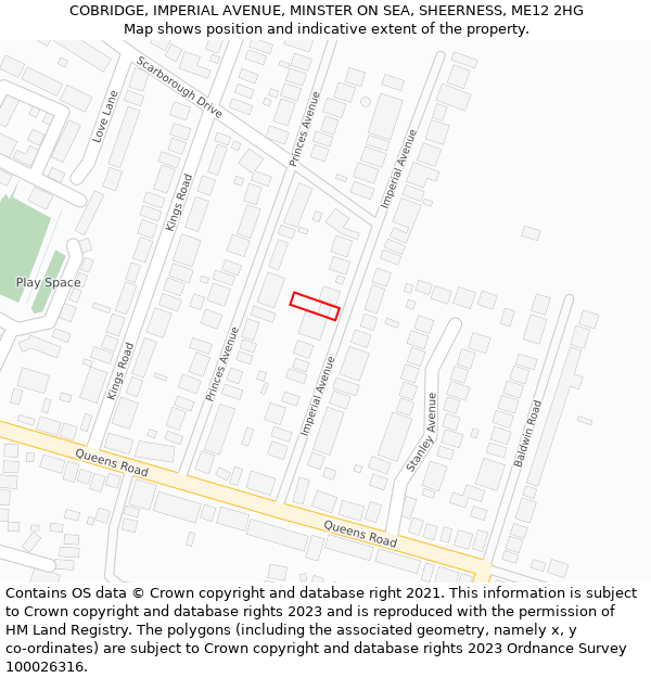 COBRIDGE, IMPERIAL AVENUE, MINSTER ON SEA, SHEERNESS, ME12 2HG: Location map and indicative extent of plot